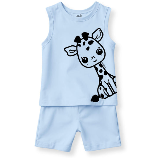 minicult Kids Matching Cotton Vest and Shorts coords with cute animal Prints(Dino Combo 3) Pack of 2