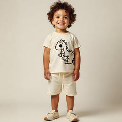 minicult Matching CottonTshirt and Shorts coords with cute animal Prints(Dino Combo 2)(Pack of 2)