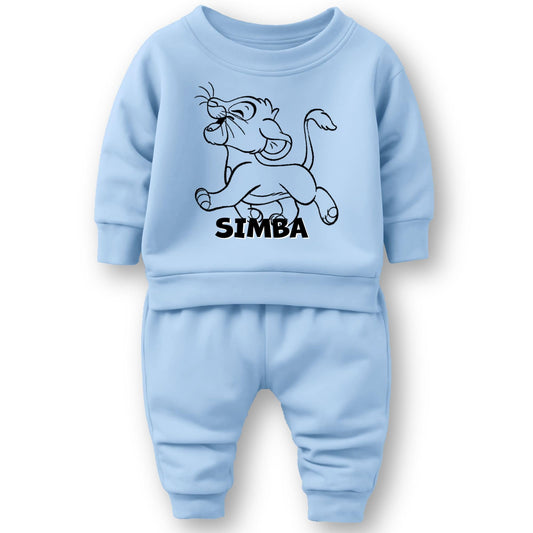 Minicult cotton Kids Coordinated sweatshirt and pant set with LION KING Character Prints(Simba a58)