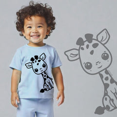 minicult Matching CottonTshirt and Shorts coords with cute animal Prints(Giraffe Combo 2)