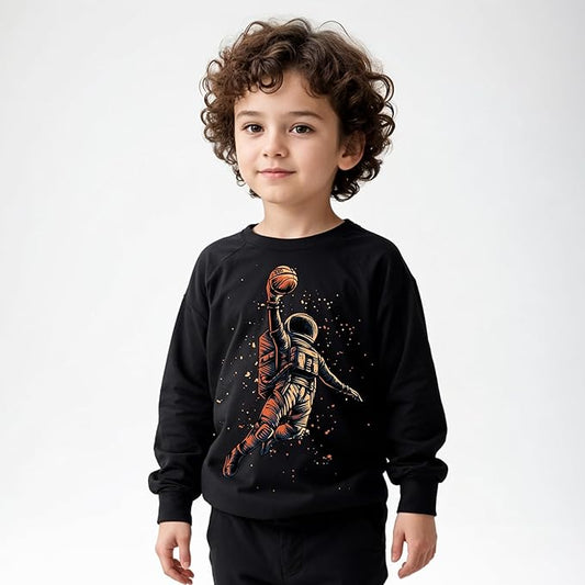 Minicult cotton Kids Coordinated sweatshirt and pant set with Astronomer Character Prints(Astro a59)