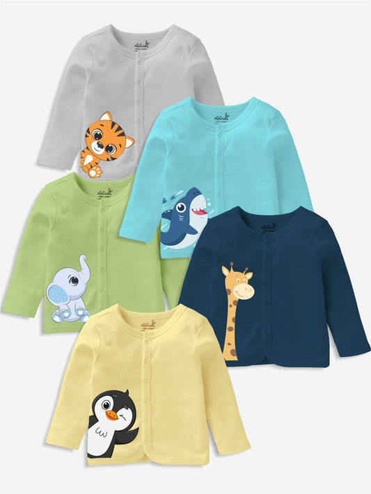 Minicult Baby front buttoned Jhabla T shirt Pack of 5