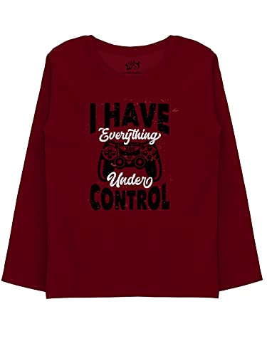 minicult Cotton Printed Full Sleeve T Shirts for Boys(Pack of 2)(Maroon)