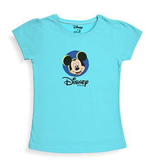 minicult Disney Mickey Mouse and Friends Regular Fit Character Printed Half Sleeves Tshirt for Girls (Blue A37)(Pack of 1)(18-24 Months)