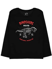 minicult Cotton Printed Full Sleeve T Shirts for Boys(Pack of 1)(Balck 1