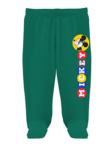minicult Disney Mickey Mouse Footed Pajama Pants For Baby Boys And Girls(Green b7)(Pack of 2)(0-3 Months)