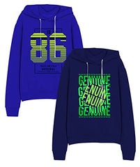 minicult Cotton Printed Hoodie for Boys and Girls Ideal for Light Winter( Pack of 2)(Dark Blue)