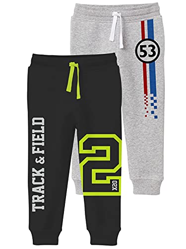 minicult Cotton Track Pants with Graphic Prints and Pockets (Pack of 2)(Grey)