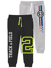 minicult Cotton Track Pants with Graphic Prints and Pockets (Pack of 2)(Grey)