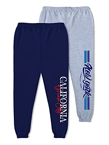 minicult Boy's Loose Fit Cotton Track Pant (Pack of 2)(Multicolor)