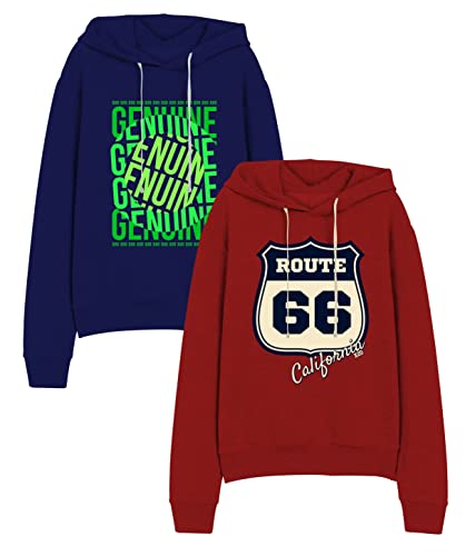 minicult Cotton Printed Hoodie for Boys and Girls Ideal for Light Winter( Pack of 2)(Red)