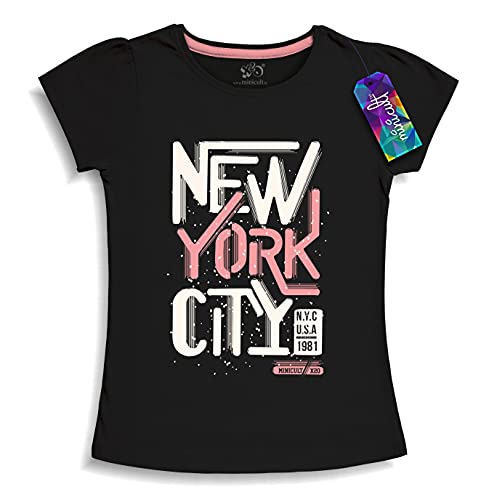 minicult Girls Half sleeeves Cotton Tshirt with Cute Prints and Colorfull (red) (Pack of 5)