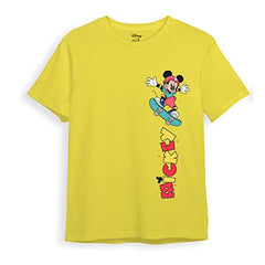 minicult Disney Mickey Mouse Regular Fit Character Printed Tshirt for Boys and Girls(Yellow4)(2-3 Years)