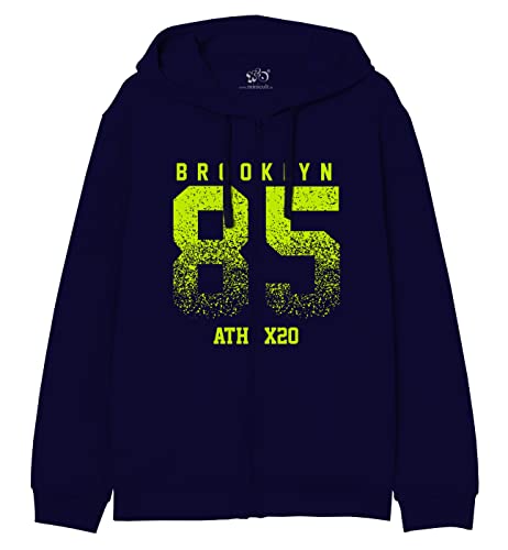 Minicult cotton Hooded Jacket with Zip and placement Print (Navy) (pack of 1)