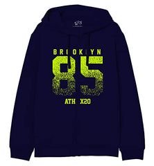 Minicult cotton Hooded Jacket with Zip and placement Print (Navy 1) (pack of 1)