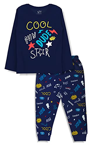 minicult Cotton Full Sleeve t Shirt and Pyjama Nightsuit with Cute Prints(Pack of 1)