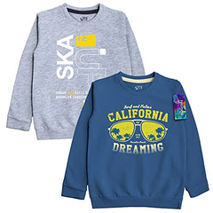 minicult Cotton Printed Sweatshirts for Boys and Girls Ideal for Light Winter( Pack of 2)(Navy Blue)
