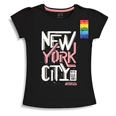 minicult Girls Half sleeeves Cotton Tshirt with Cute Prints and Colorfull (B004)(Pack of 2) Dark Pink