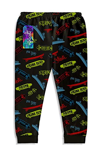 minicult Cotton Pants for Boys and Girls with Ankle Cuff and All Over Prints (Pack of 5) (Black)