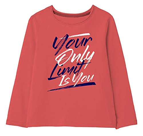 minicult Cotton Printed Full Sleeve T Shirts for Girls (Pack of 1) (Orange 1)