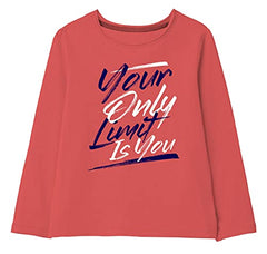 minicult Cotton Printed Full Sleeve T Shirts for Girls (Pack of 1) (Orange 1)