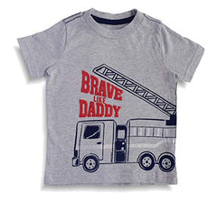 Minicult Cotton Baby Half Sleeve Tshirt with Print and Pants Set (Grey) (Assorted)