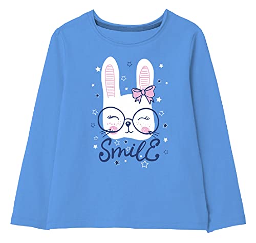 minicult Cotton Printed Full Sleeve T Shirts for Girls (Pack of 1) (Light Blue 1)