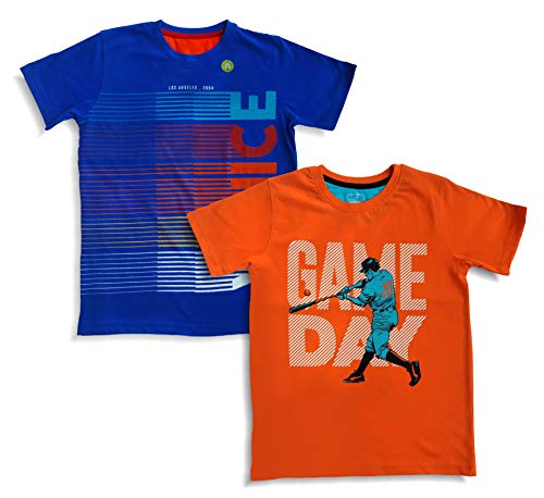 Half Sleeve Kids Tshirt With Chest Print and Bright Colors (Pack of 2)
