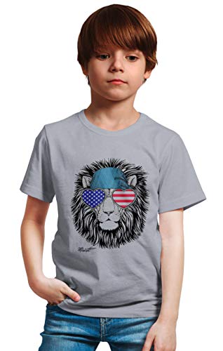 minicult Cotton Half Sleeve Kids Tshirt with Chest Print and Bright Colors(Grey)(pack of 1)