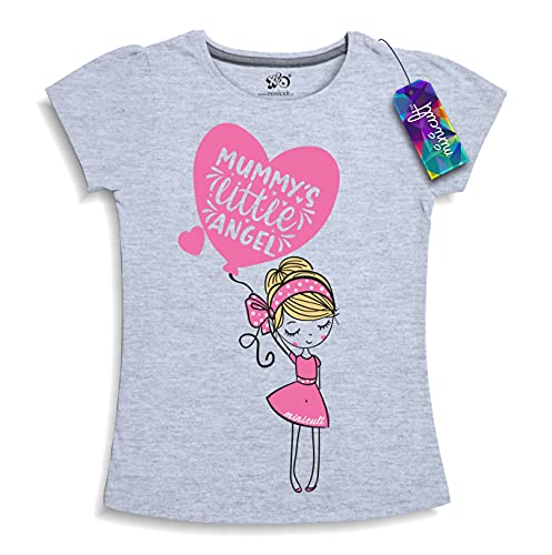 minicult Girls Half sleeeves Cotton Tshirt with Cute Prints and Colorfull (red) (Pack of 5)