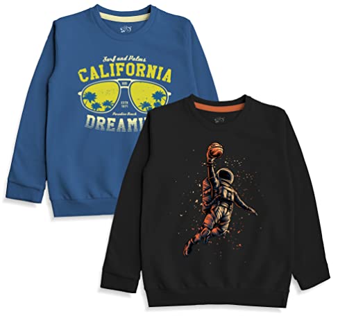 minicult Cotton Printed Sweatshirts for Boys and Girls Ideal for Light Winter( Pack of 2)(Yellow)