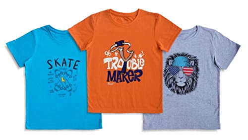 minicult Cotton Half Sleeve Kids Tshirt with Chest Print and Bright Colors(Multicolor)(Pack of 3)