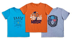 minicult Cotton Half Sleeve Kids Tshirt with Chest Print and Bright Colors(Multicolor)(Pack of 3)