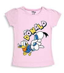 minicult Disney Mickey Mouse and Friends Regular Fit Character Printed Half Sleeves Tshirt for Girls (Pink A21)(Pack of 1)(18-24 Months)