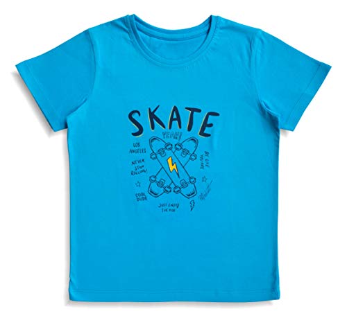 minicult Baby Boy's Cotton Graphic Printed Half Sleeve T-shirt with Chest Print and Bright Colors (Multicolor)