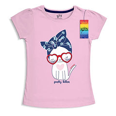 minicult Girls Half sleeeves Cotton Tshirt with Cute Prints and Colorfull (Green)(Pack of 3)