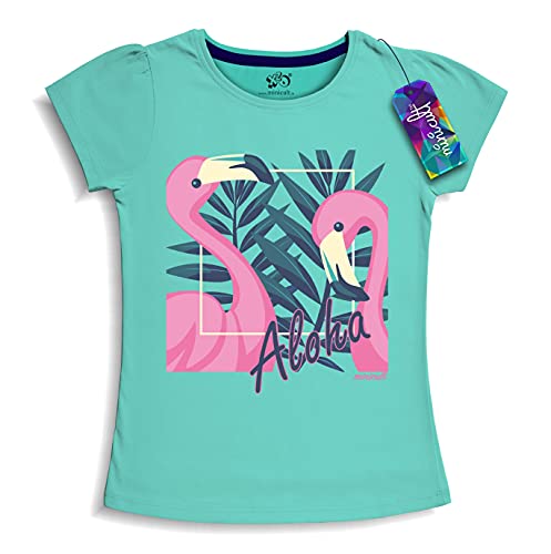 minicult Girls Half sleeeves Cotton Tshirt with Cute Prints and Colorfull (red) (Pack of 5)