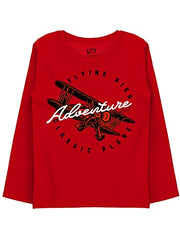 minicult Cotton Printed Full Sleeve T Shirts for Boys(Pack of 1)(RED 1)