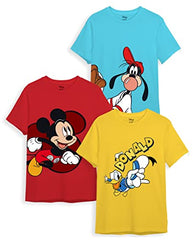minicult Disney Mickey Mouse Regular Fit Character Printed Tshirt for Boys and Girls(Yellow 5) (Pack of 3)(2-3 Years)