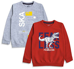 minicult Cotton Printed Sweatshirts for Boys and Girls Ideal for Light Winter( Pack of 2)(Grey)