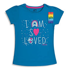 minicult Girls Half sleeeves Cotton Tshirt with Cute Prints and Colorfull (B014)(Pack of 2) Mint