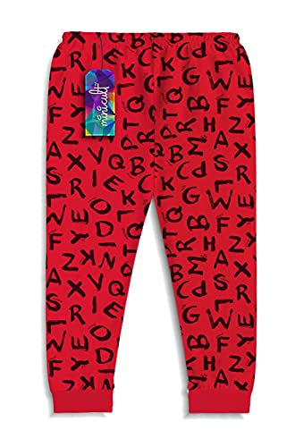 minicult Cotton Pants for Boys and Girls with Ankle Cuff and All Over Prints (Pack of 5) (Black)