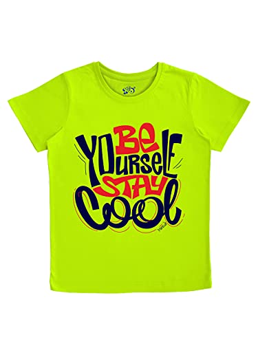 minicult Cotton Printed T Shirts for Boys (Pack of 1)(Light Green)