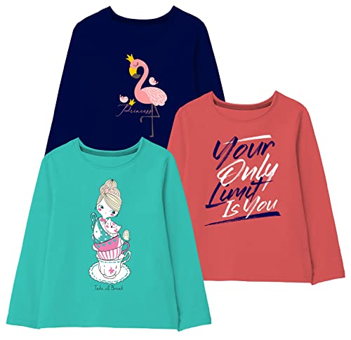 minicult Cotton Printed Full Sleeve T Shirts for Girls (Pack of 3) (Green 1)