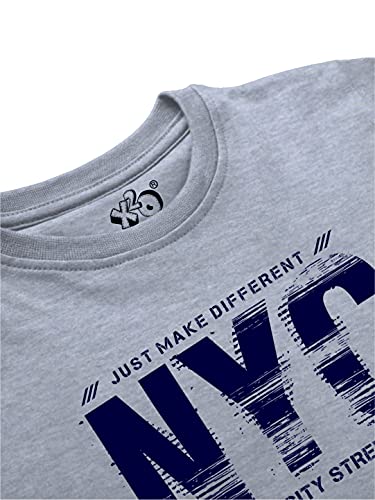 minicult Cotton Printed Full Sleeve T Shirts for Boys(Pack of 1)(Grey 2)