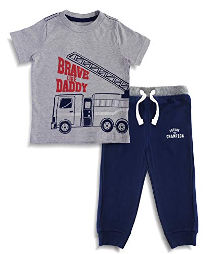 Minicult Cotton Baby Half Sleeve Tshirt with Print and Pants Set (Grey) (Assorted)