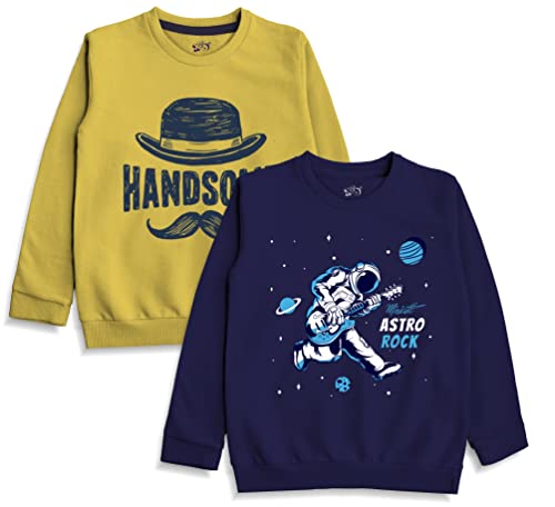 minicult Cotton Printed Sweatshirts for Boys and Girls Ideal for Light Winter( Pack of 2)(Red)