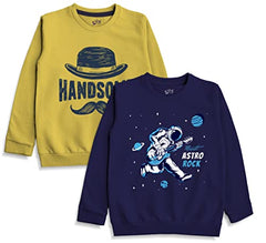 minicult Cotton Printed Sweatshirts for Boys and Girls Ideal for Light Winter( Pack of 2)(Red)