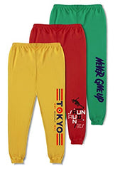 minicult Boy's Loose Fit Cotton Track Pant (Pack of 3)(Multicolor)
