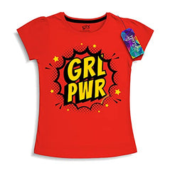 minicult Girls Half sleeves Cotton T-shirt with Cute Prints and Colorful (Pink) (Pack of 5)